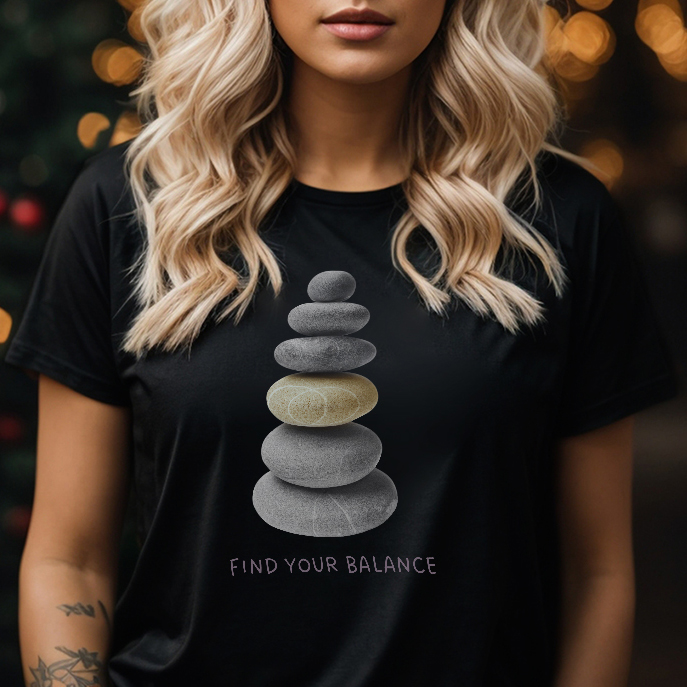 Tričko s potiskem Vyvážené kameny - BALANCE