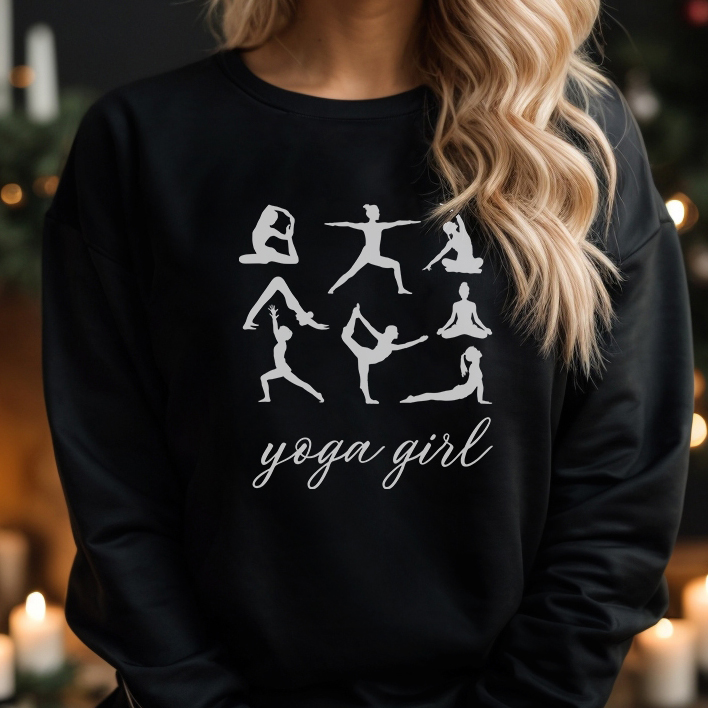 Mikina bez kapuce Unisex s potiskem Yoga girl 