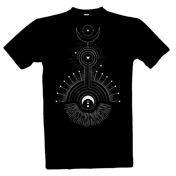 Tričko s potiskem Boho bílá geometrie