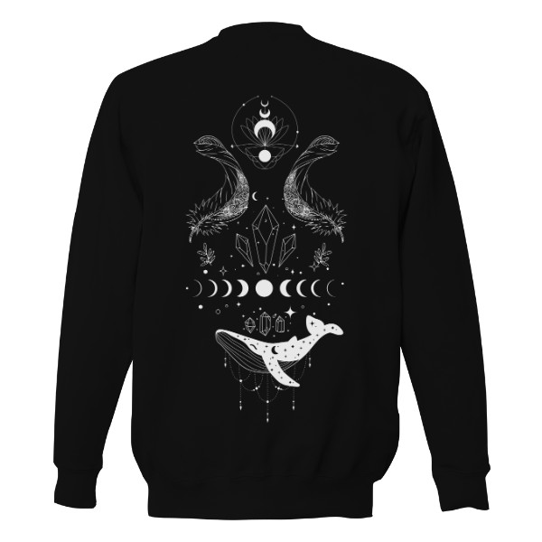 Mikina bez kapuce Unisex s potiskem Boho bílá velryba