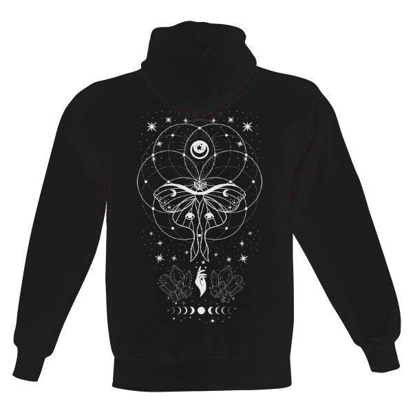 Pánská mikina s kapucí Just Hoods s potiskem BOHO motýl a krystaly
