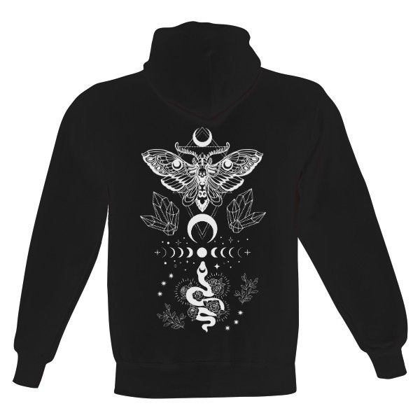 Pánská mikina s kapucí Just Hoods s potiskem BOHO můra s hadem