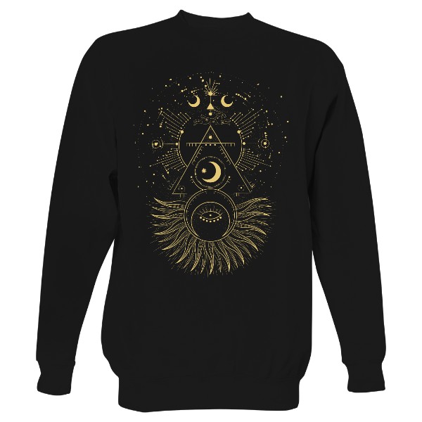 Mikina bez kapuce Unisex s potiskem BOHO vesmír béžová