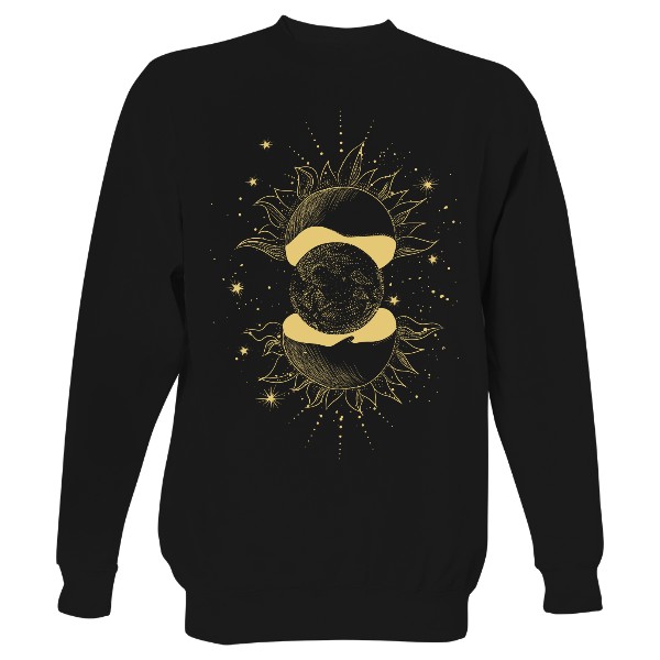 Mikina bez kapuce Unisex s potiskem BOHO země středem vesmíru